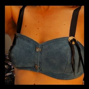 Blue leather bra 💙 Vintage no tag